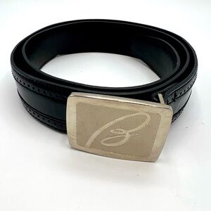 men's brioni logo buckle black Leather belt Size 32 Normal Wear See Photos